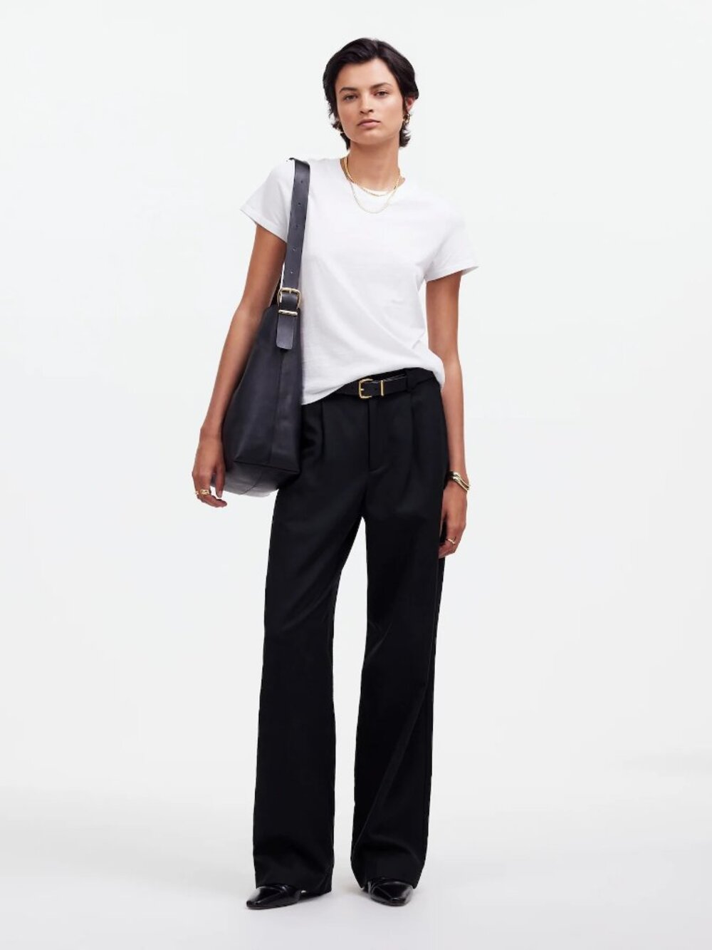 Madewell The Slouchy Straight Pant in True Black, Size 4